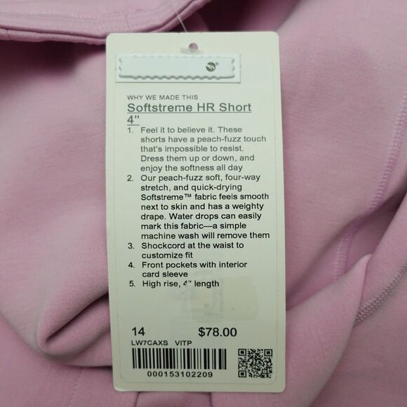 New Lululemon Size 14 Softstreme High Rise HR Short 4” VITP Vita Pink Vitapink - Picture 7 of 7